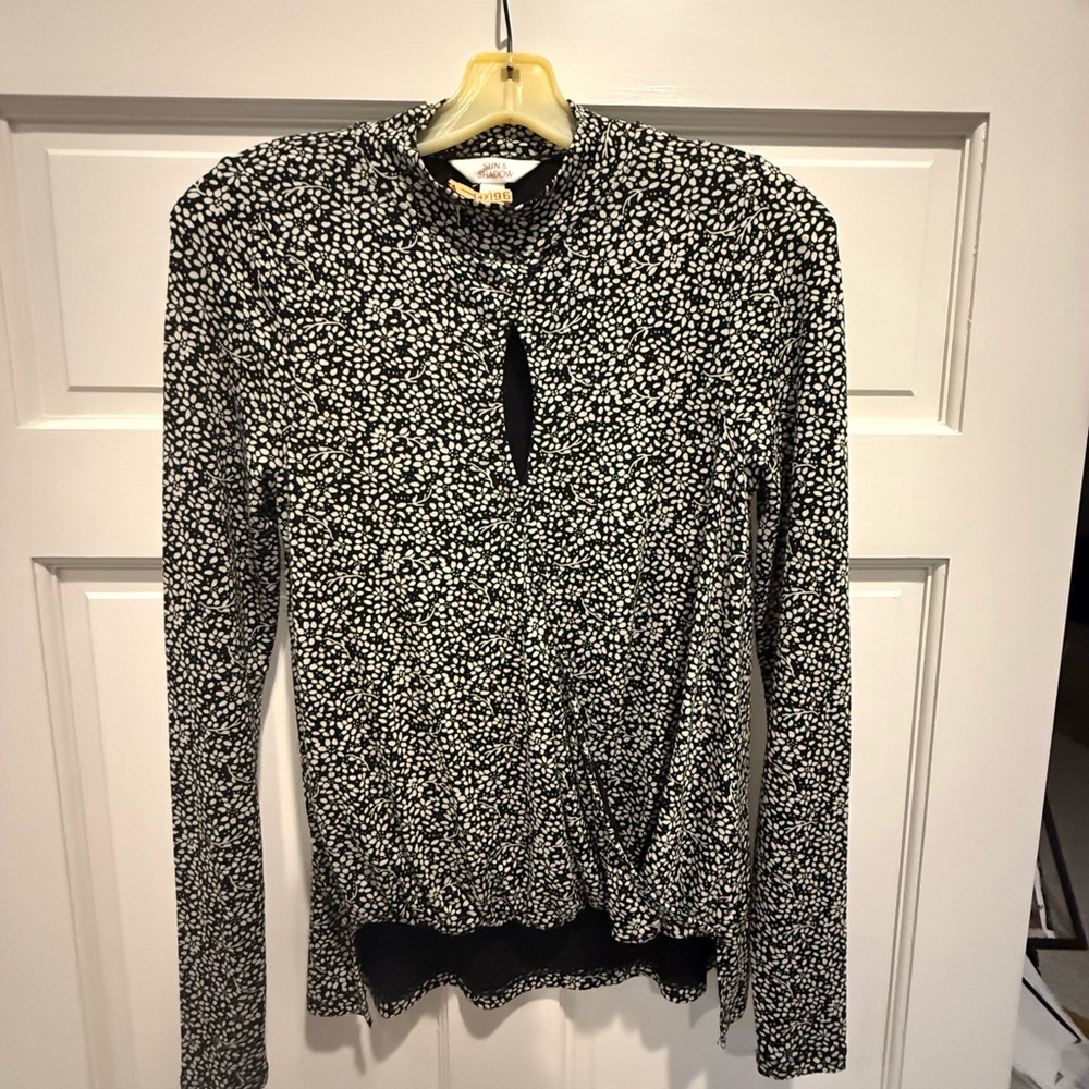 Sun & Shadow Black and White Speckled Blouse